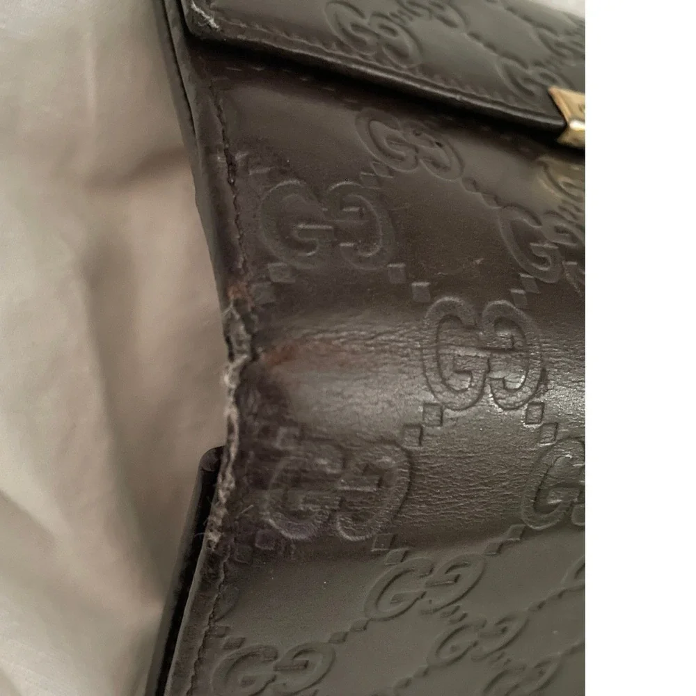 Gucci Dark Brown Guccissima Leather Long Continental Wallet Monogram Logo #665 - Picture 7 of 10
